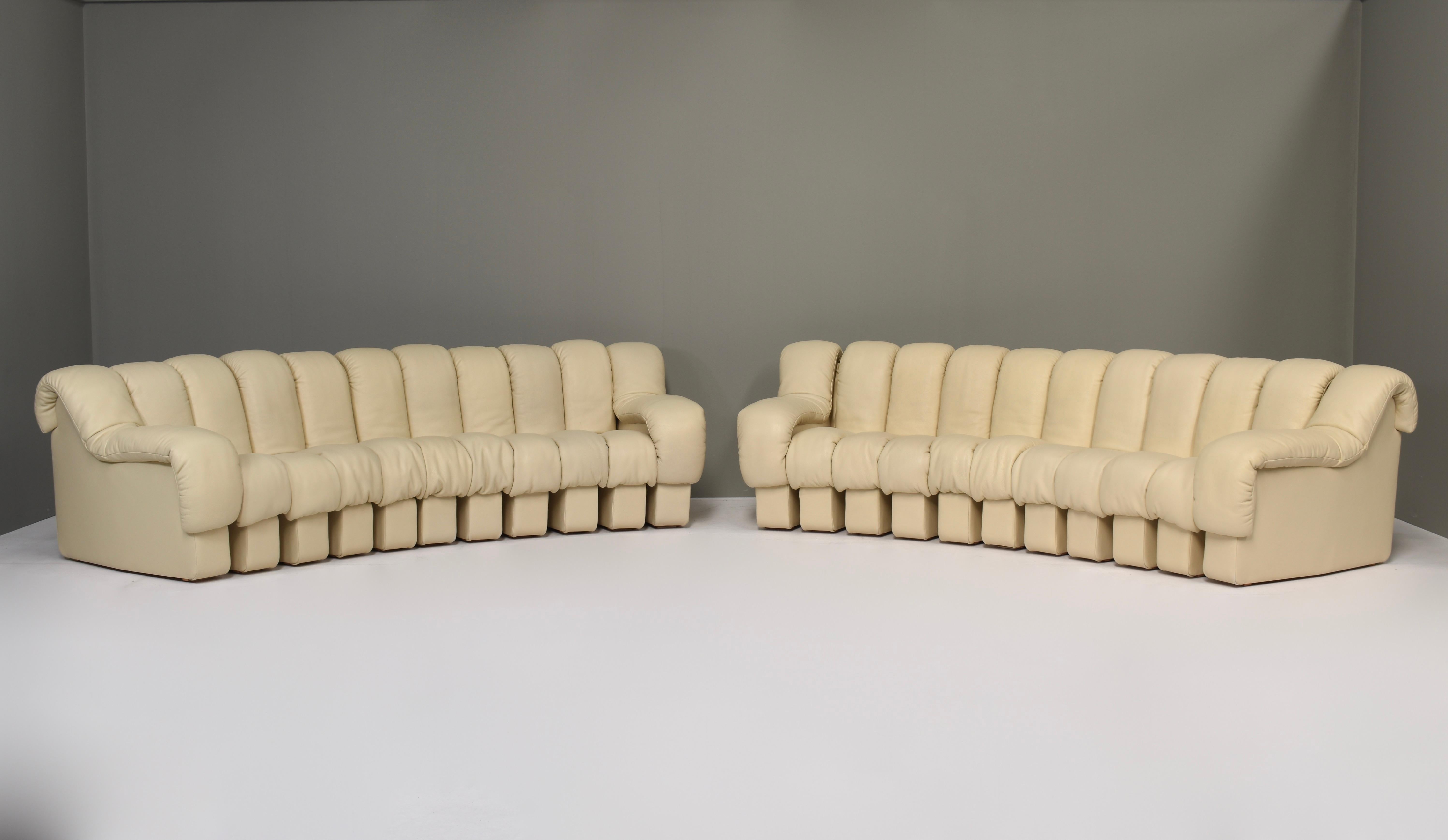 26 Pieces Ds600 Sectional Sofa and Chairs by De Sede in Crème Leather 3