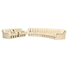 26 Pieces Ds600 Sectional Sofa and Chairs by De Sede in Crème Leather