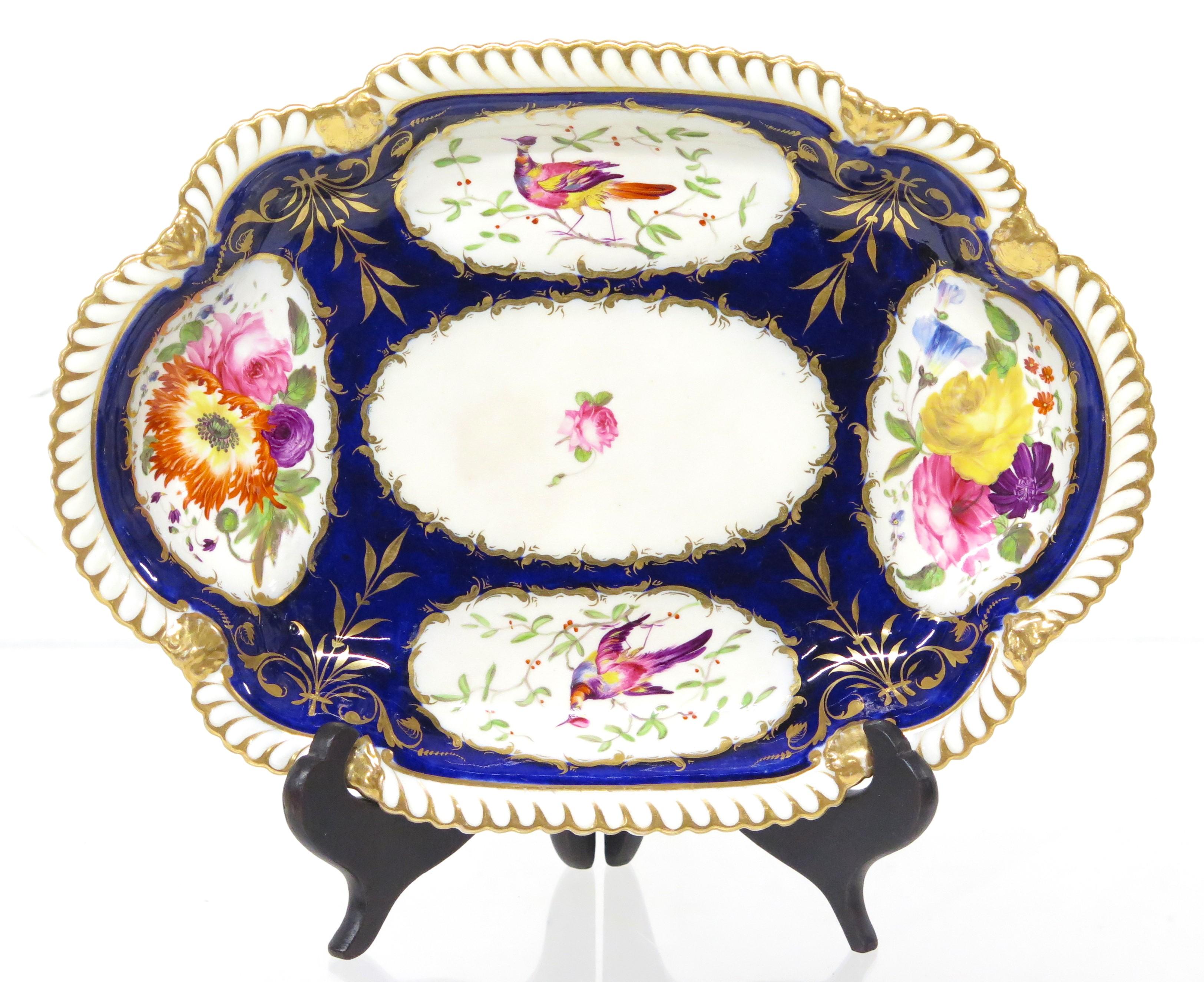 A Group of Royal Crown Derby-Style Cobalt & Floral Hand-Painted China For Sale 2