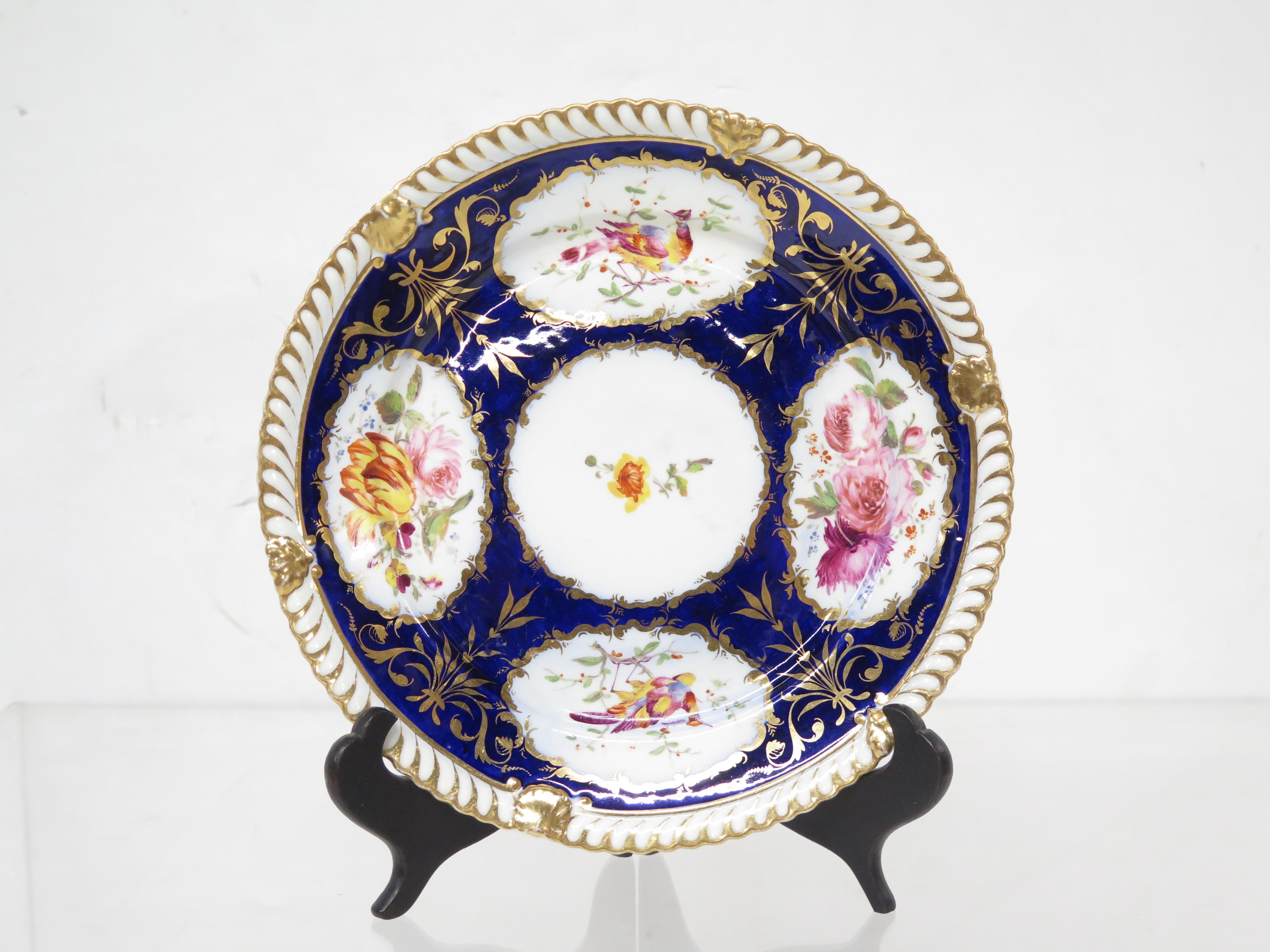 A Group of Royal Crown Derby-Style Cobalt & Floral Hand-Painted China For Sale 7