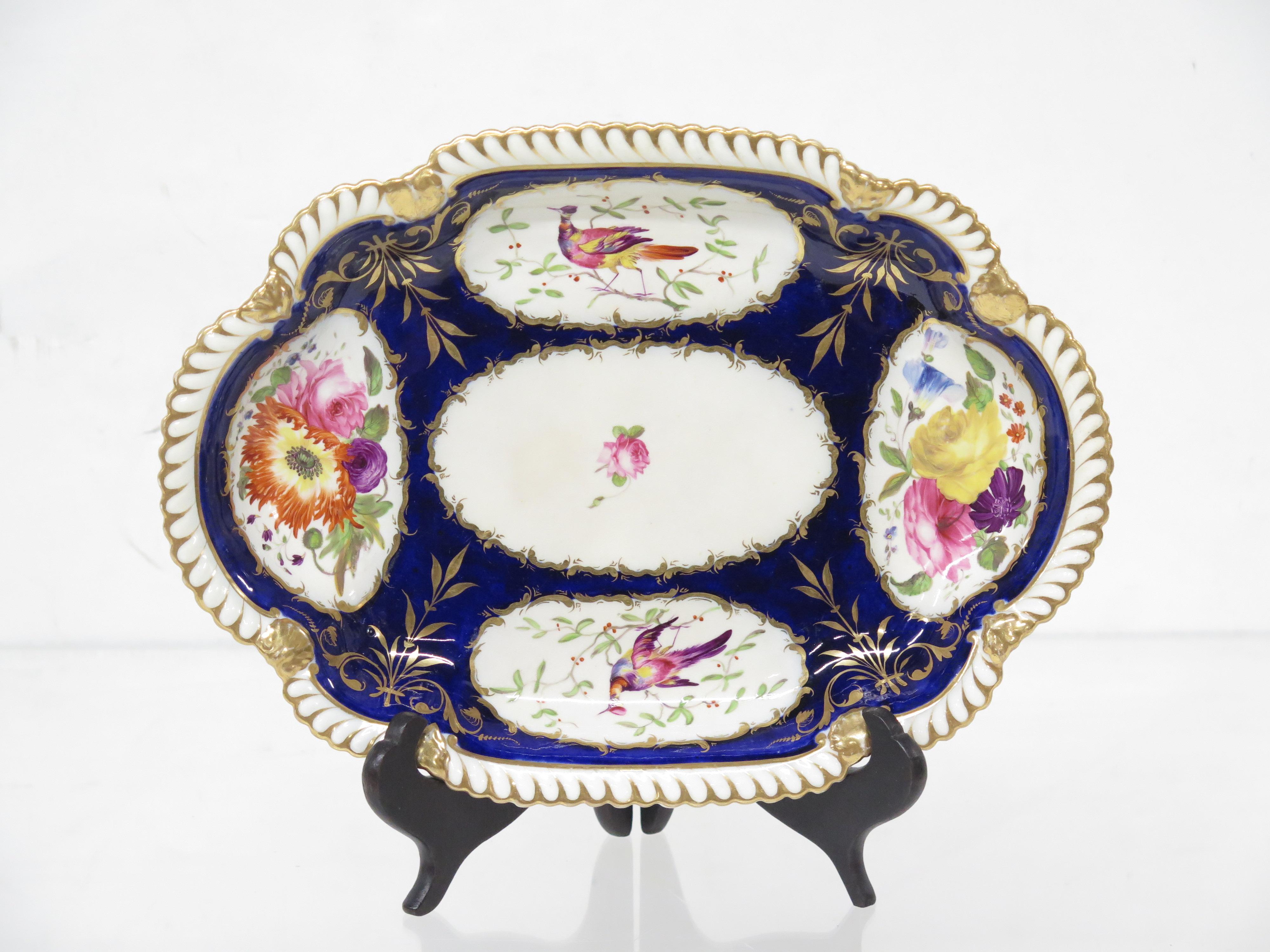 A Group of Royal Crown Derby-Style Cobalt & Floral Hand-Painted China For Sale 9