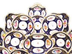 A Group of Royal Crown Derby-Style Cobalt & Floral Hand-Painted China