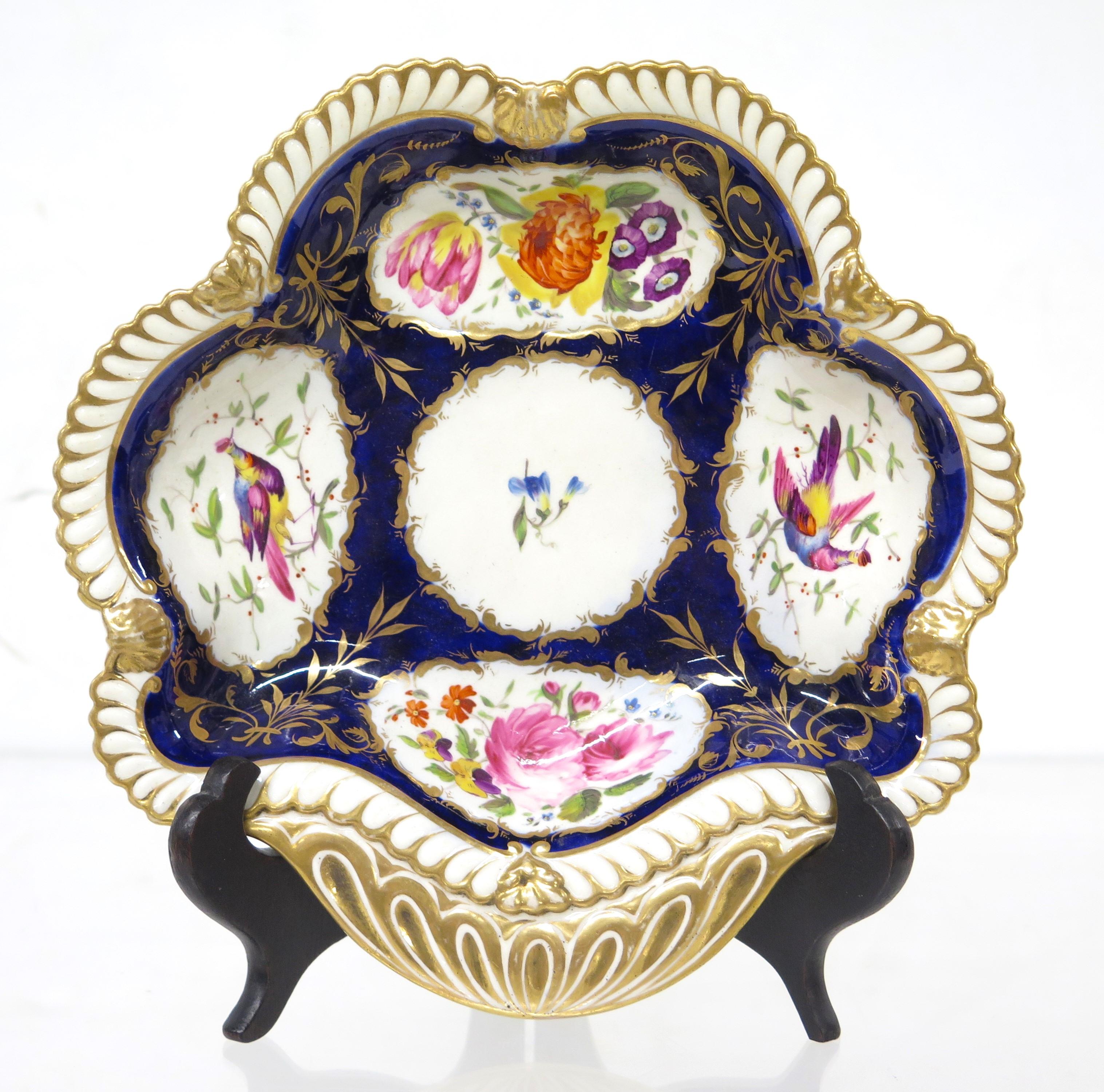 19th Century A Group of Royal Crown Derby-Style Cobalt & Floral Hand-Painted China For Sale