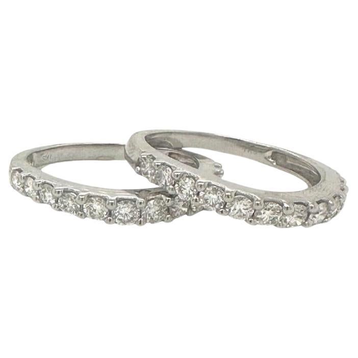 2.6 TCW Half Eternity Diamond Band Rings in 14k White Gold