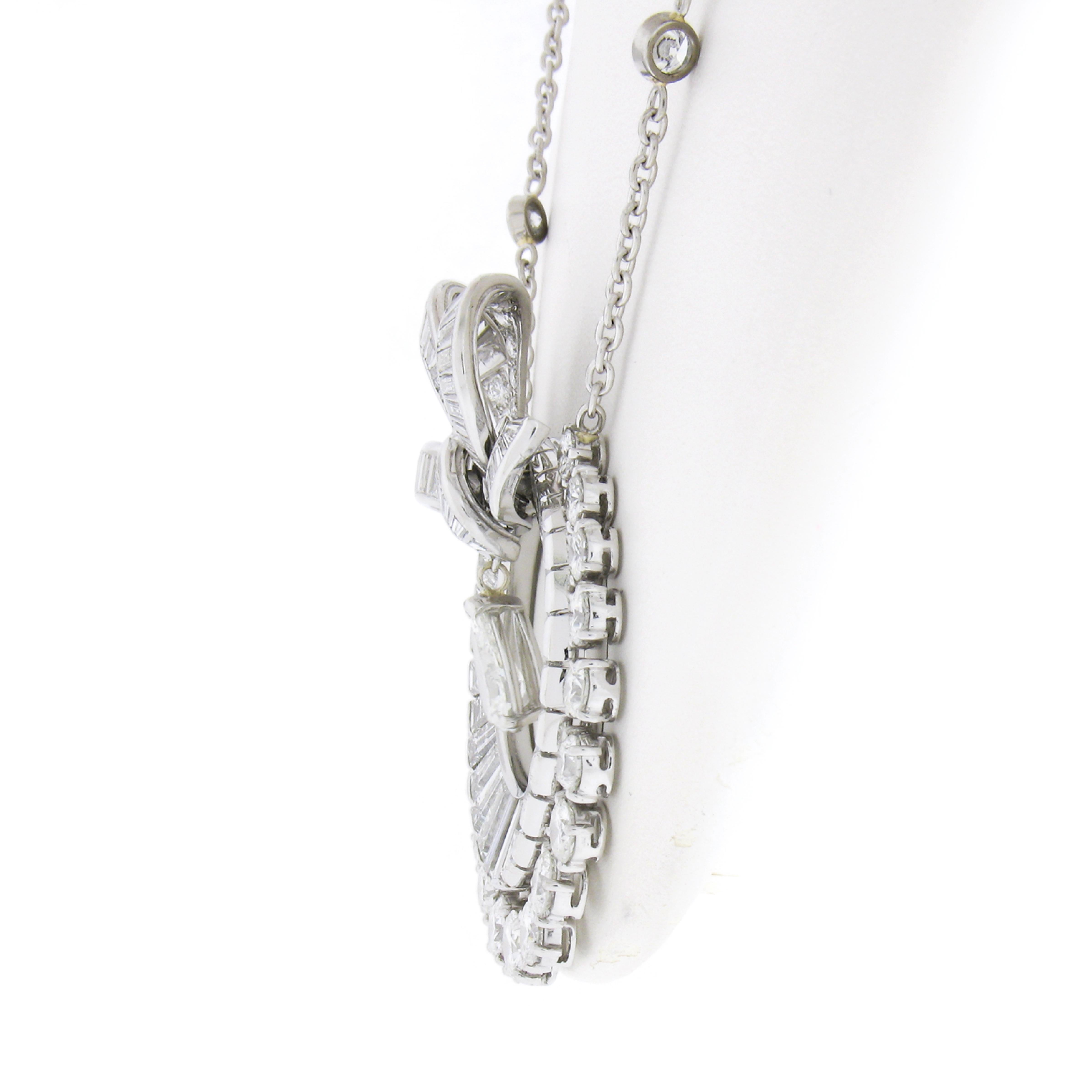 Women's Vintage Platinum 23.07ctw GIA Diamond By The Yard Statement Pendant Necklace For Sale