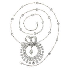 Collier pendentif fantaisie vintage en platine avec diamants 23,07 carats certifiés GIA