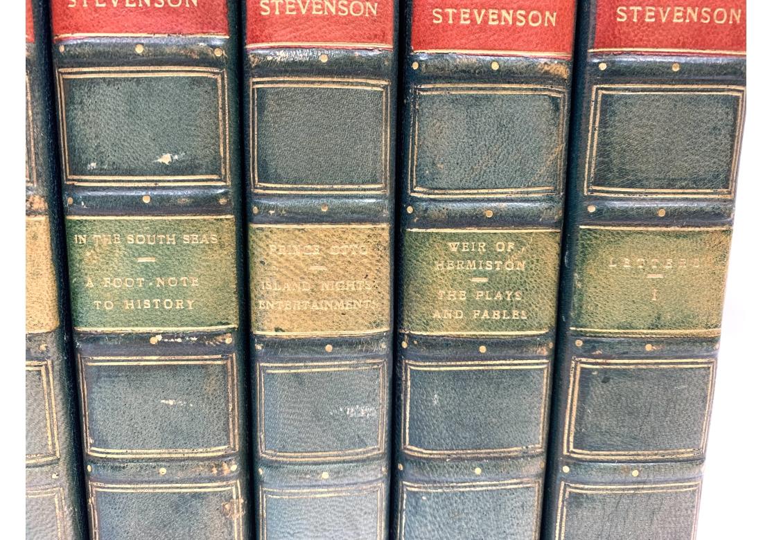 26 Vol. Leatherbound Complete Set-The Novels And Tales Of Robert Louis Stevenson For Sale 6