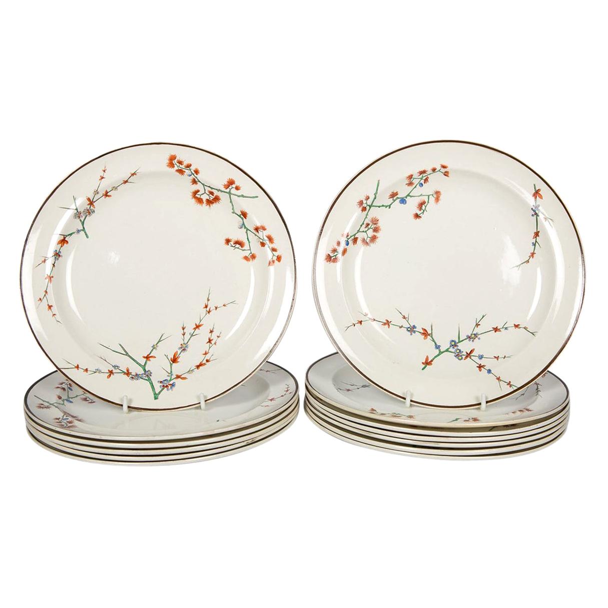 26 Wedgwood Creamware Dinner Plates with Thistle Design Made, circa 1880 For Sale