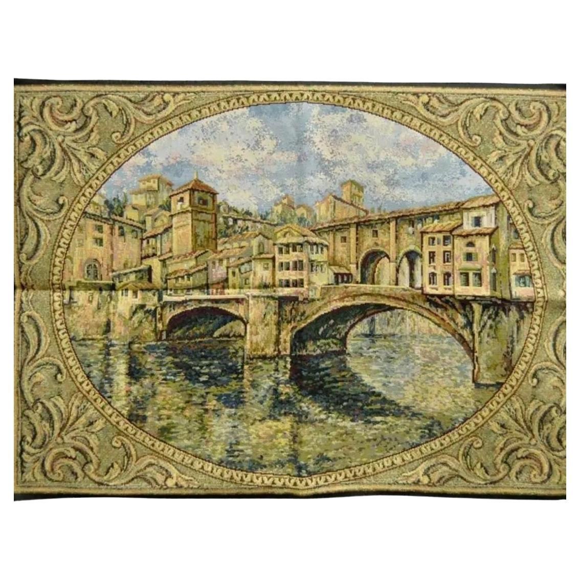 26" x 42" Tapisserie murale française Jacquard Ponte Vecchio Bridge Landscape