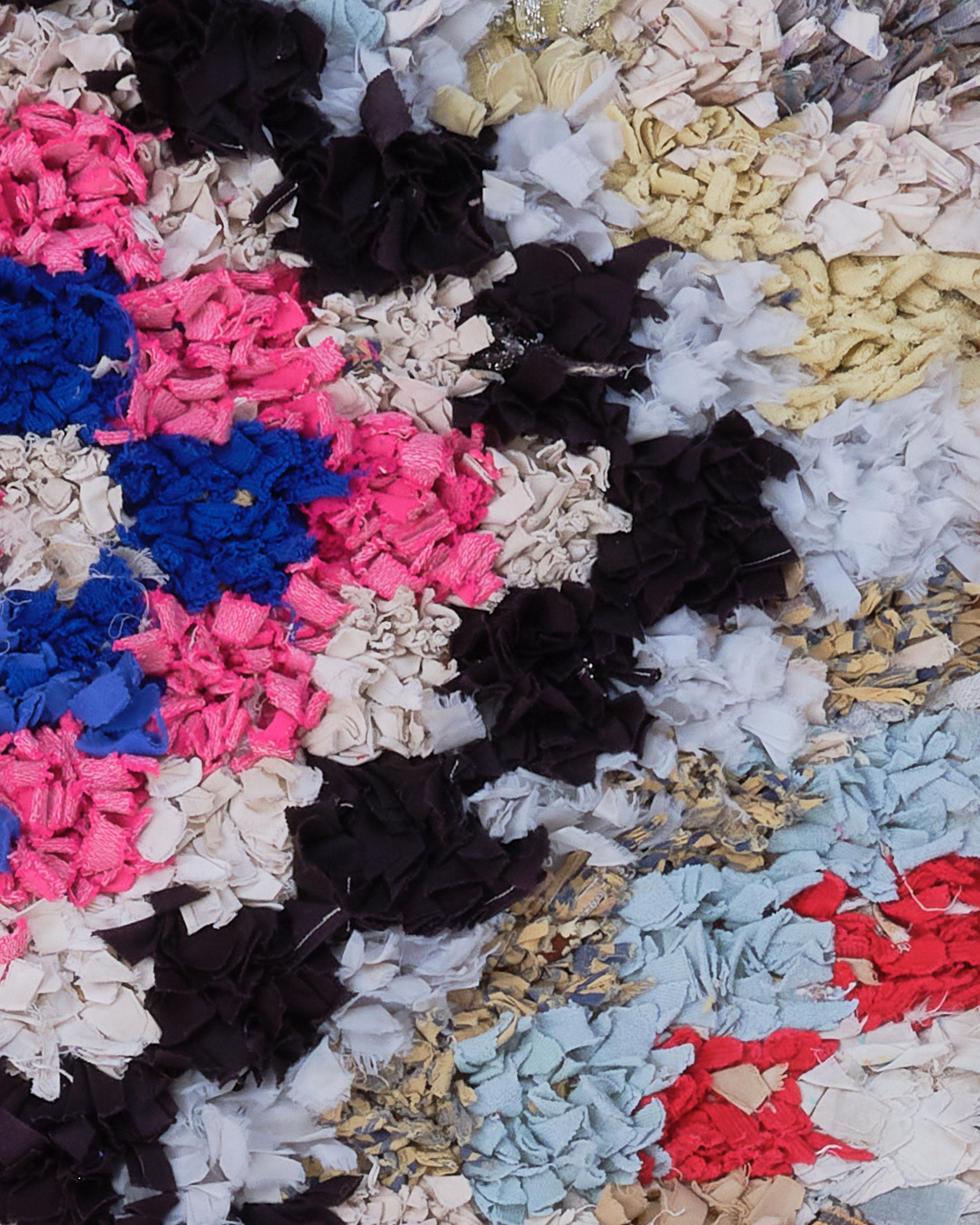 2’6” x 6’ Bou 09 Multicolor Handmade Moroccan Cotton/Wool Boucherouite Rug Marroquí en venta