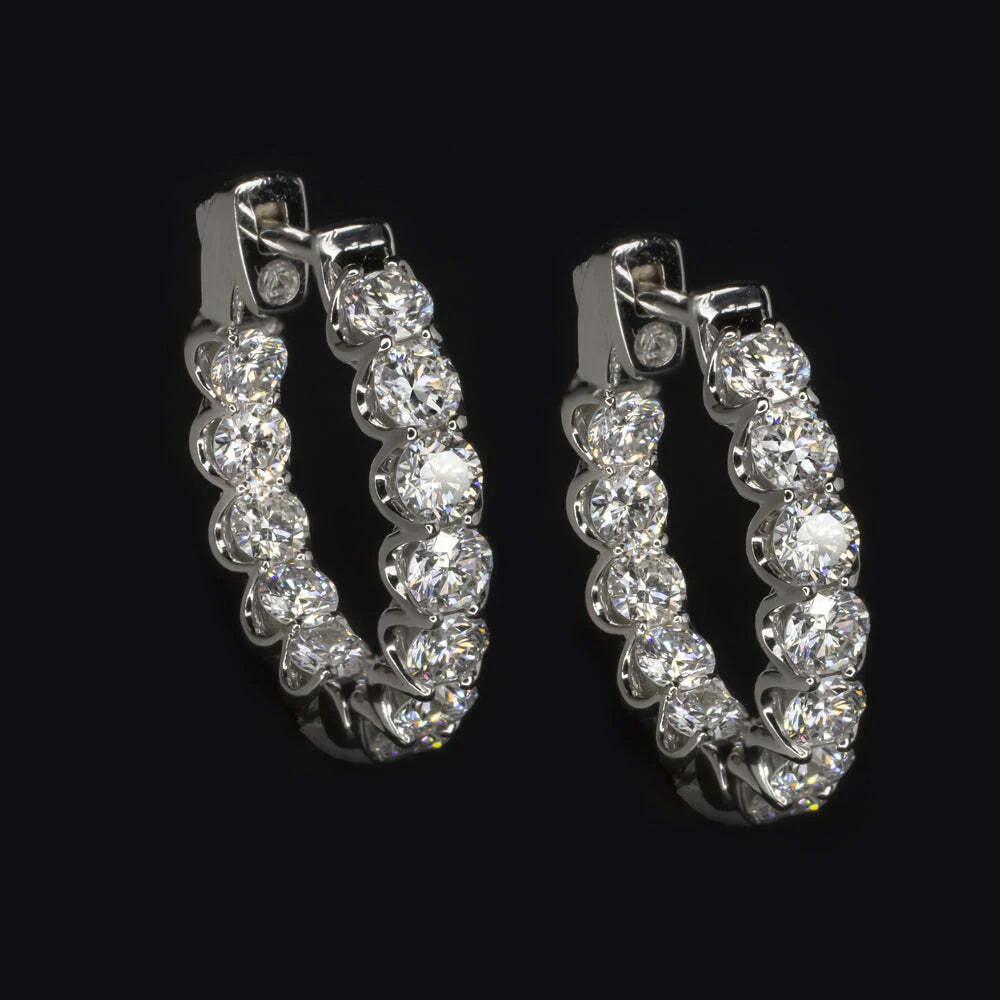 Contemporary 2.60 Carat 14K White Gold Diamond Hoop Earrings For Sale