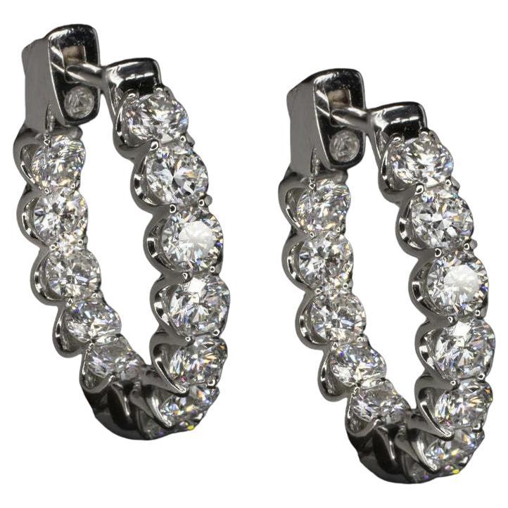2,60 Karat 14K Weißgold Diamant-Creolen-Ohrringe