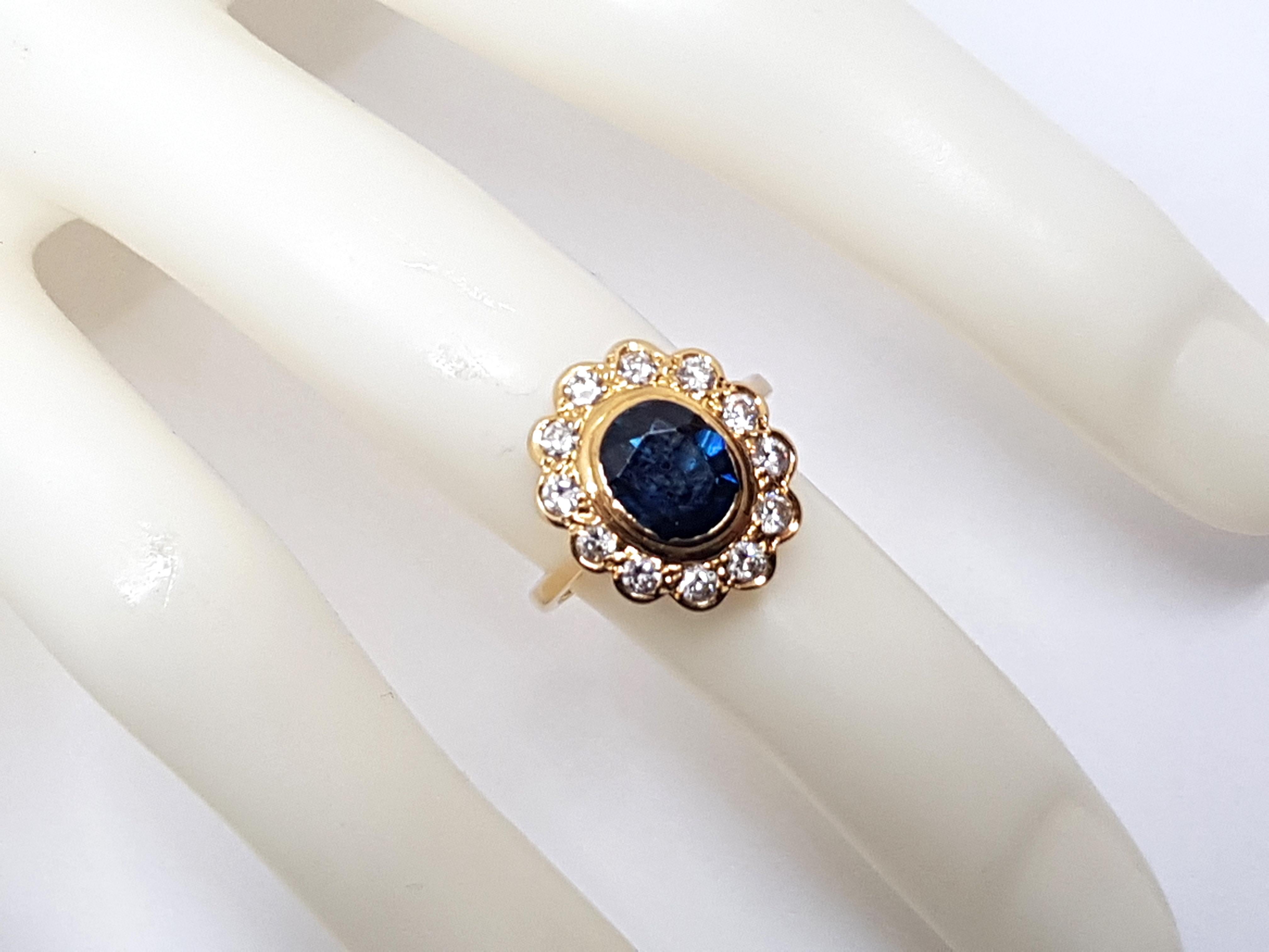 2.60 Carat 18 Karat Yellow Gold Diamond Sapphire Princess Diana Ring 2