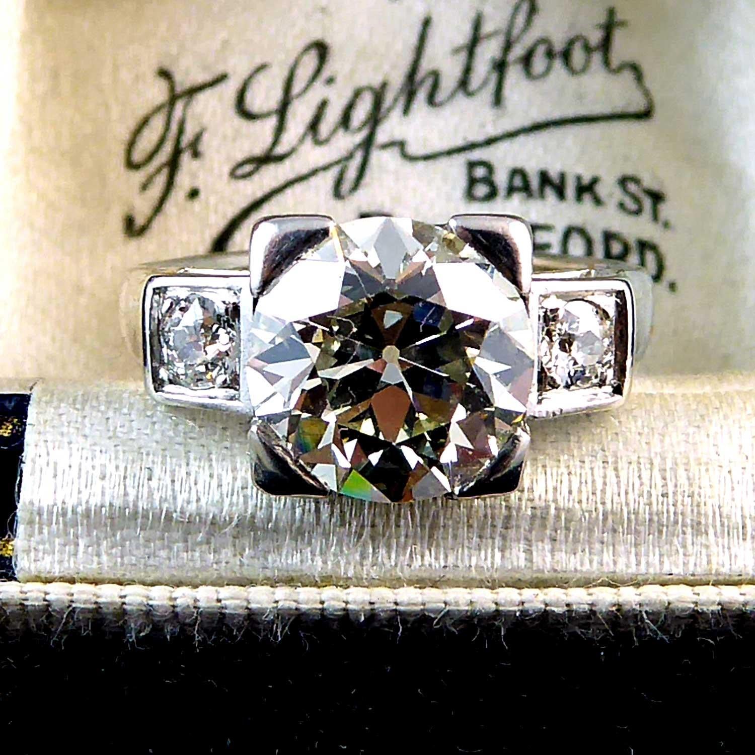 2.60 Carat Art Deco Diamond Ring, Early Brilliant/Old European Cut Diamonds 1