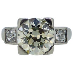 Vintage 2.60 Carat Art Deco Diamond Ring, Early Brilliant/Old European Cut Diamonds