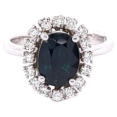 2.60 Carat Blue Sapphire 14 Karat White Gold Engagement Ring