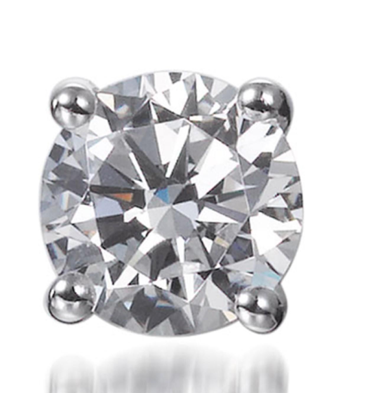Moderne 1.30ct Cubic Zirconia Classic Solitaire Stud Ears in Rhodium Plated Silver en vente