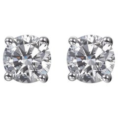 2.60 Carat Cubic Zirconia Sterling Silver Classic Solitaire Stud Earrings