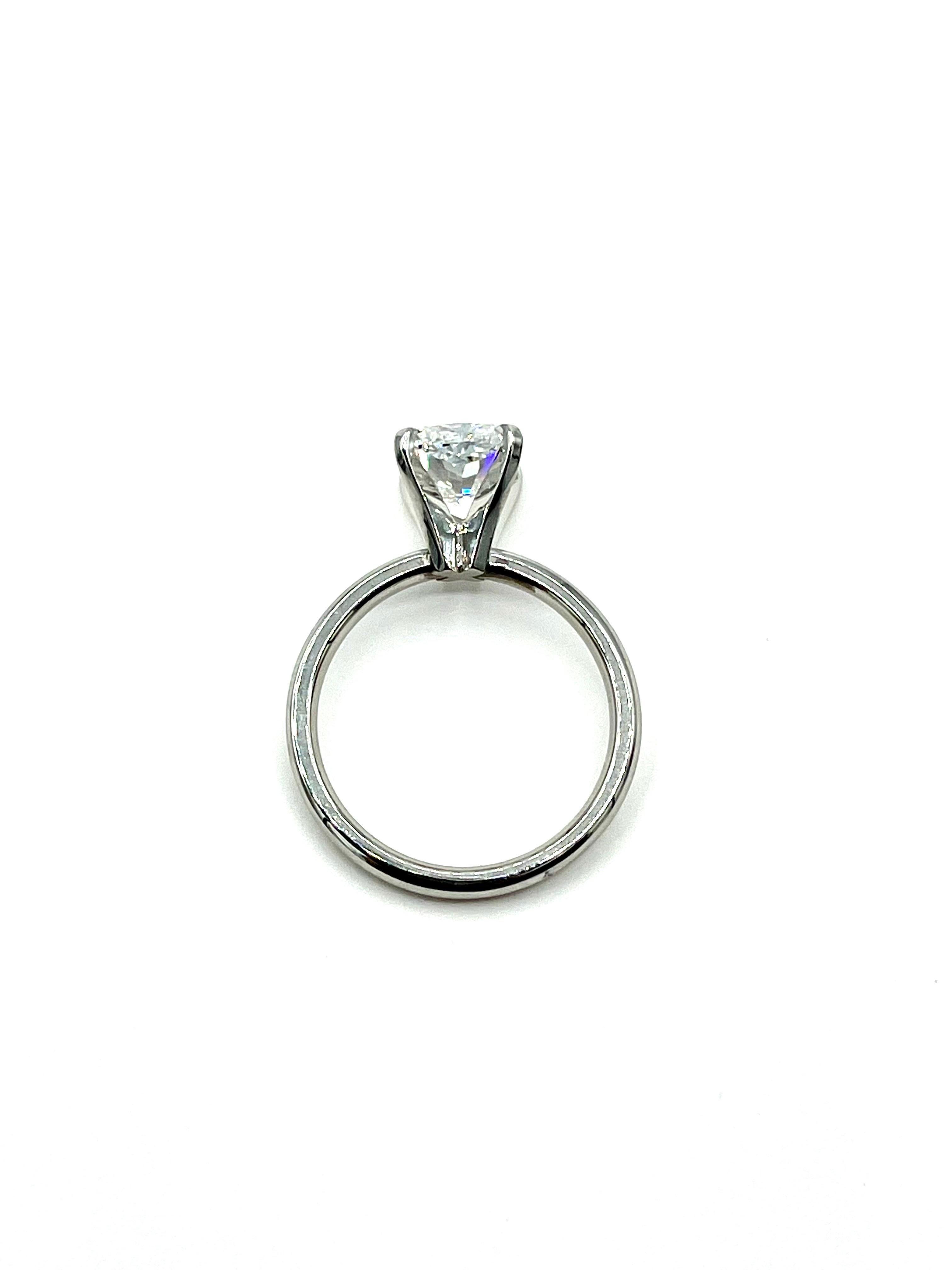 2.60 Carat Cushion Modified Brilliant Diamond and Platinum Solitaire Ring In Excellent Condition In Chevy Chase, MD