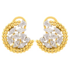 2.60 Carat Diamond 14 Karat Gold Floral Stud Earrings
