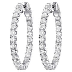 2.60 Carat Diamond Hoop Earrings in 18 Karat White Gold