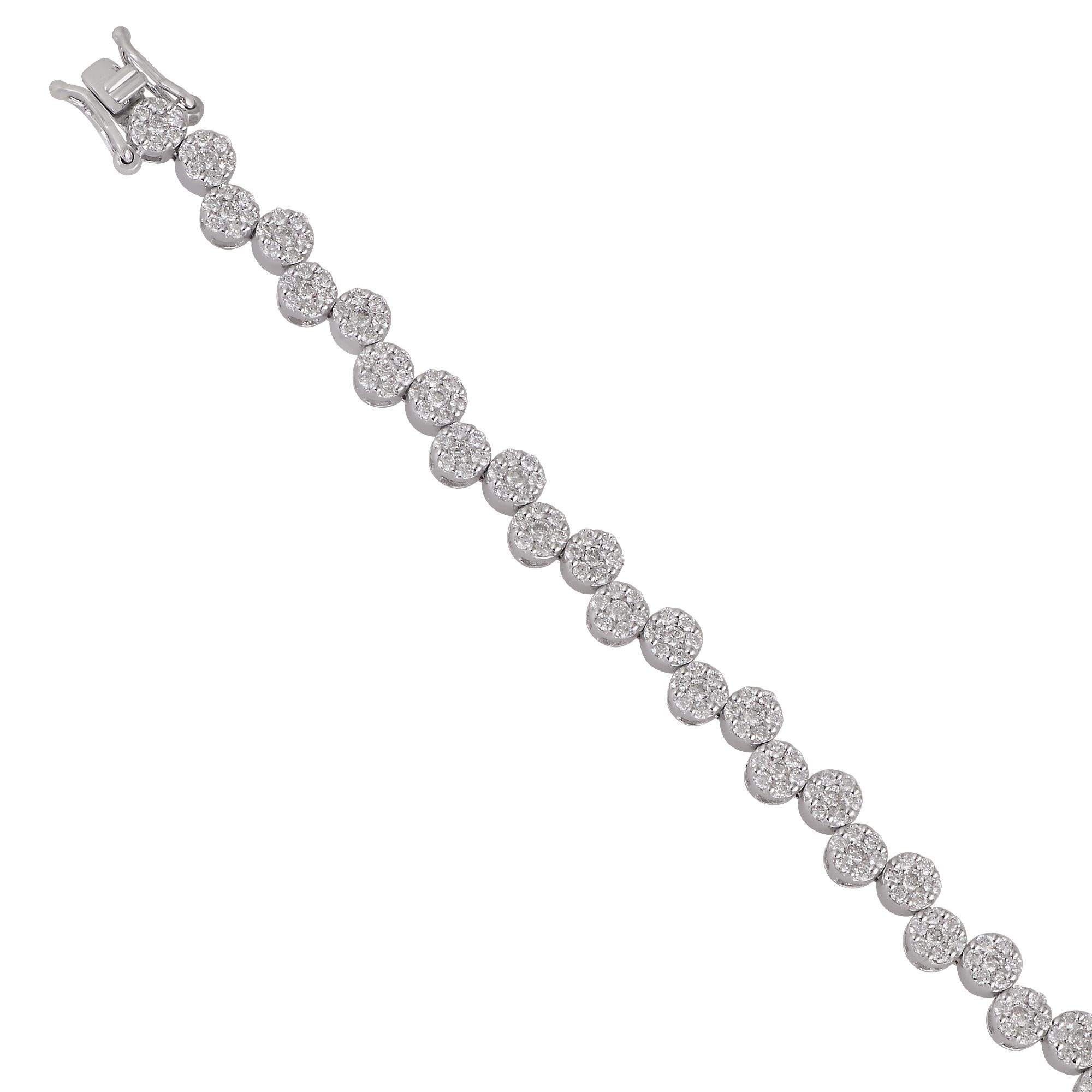 Item Code :- SFBR-4008
Gross Weight :- 10.32 gm
14k White Gold Weight :- 9.80 gm
Diamond Weight :- 2.60 carat ( AVERAGE DIAMOND CLARITY SI1-SI2 & COLOR H-I )
Bracelet Length :- 7 Inches Long
✦ Sizing
.....................
We can adjust most items to
