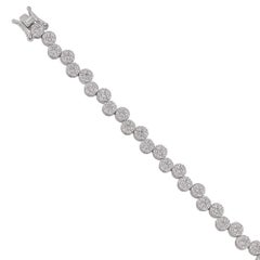 2.60 Carat Diamond Multi Round Disc Charm Bracelet 14k White Gold Fine Jewelry