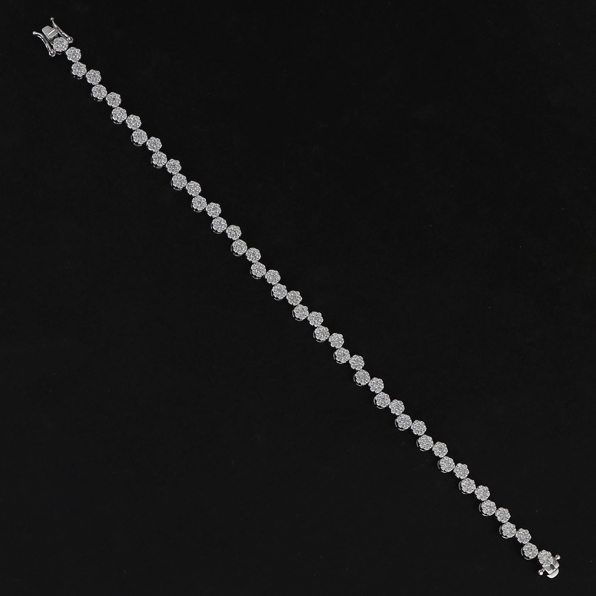 Modern 2.60 Carat Diamond Multi Round Disc Charm Bracelet 14k White Gold Fine Jewelry For Sale