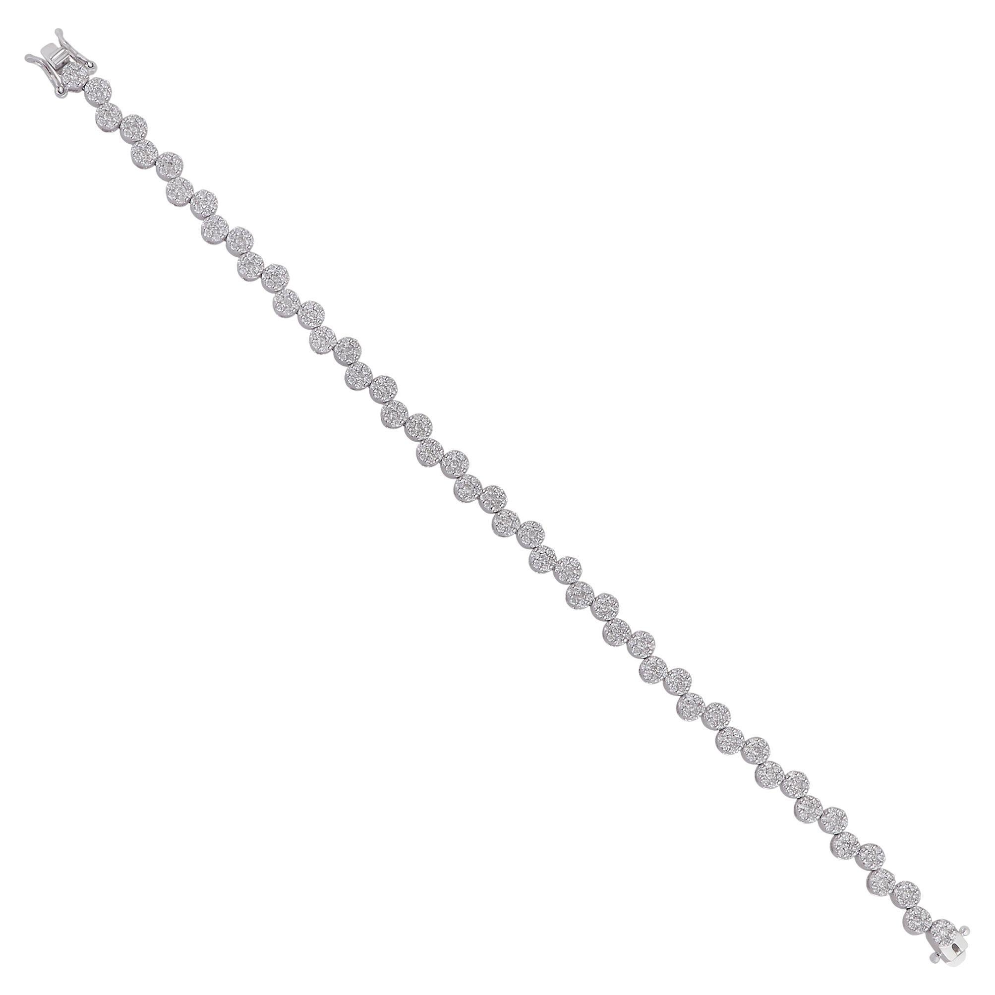 2.60 Carat Diamond Multi Round Disc Charm Bracelet 14k White Gold Fine Jewelry For Sale