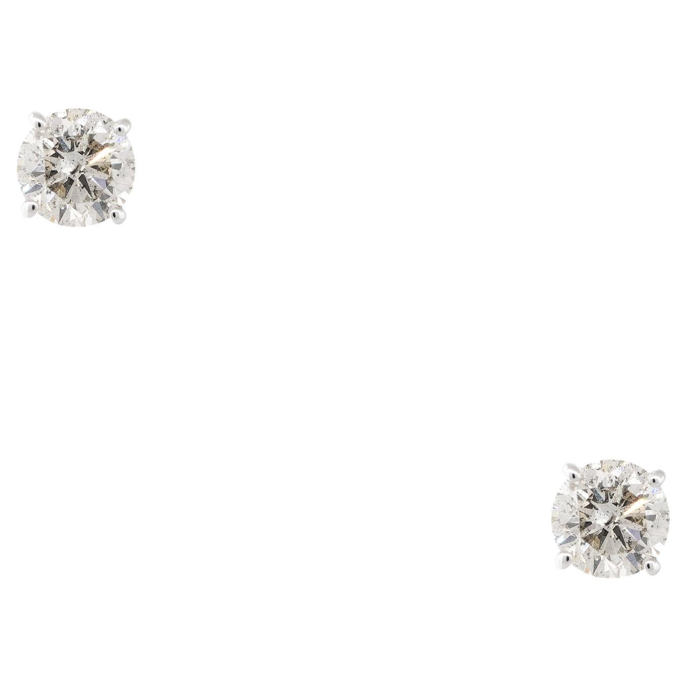 2.60 Carat Diamond Stud Earrings 14 Karat in Stock