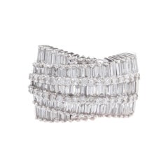 Retro 2.60 Carat Diamond White Gold Wide Band Cluster Cocktail Ring