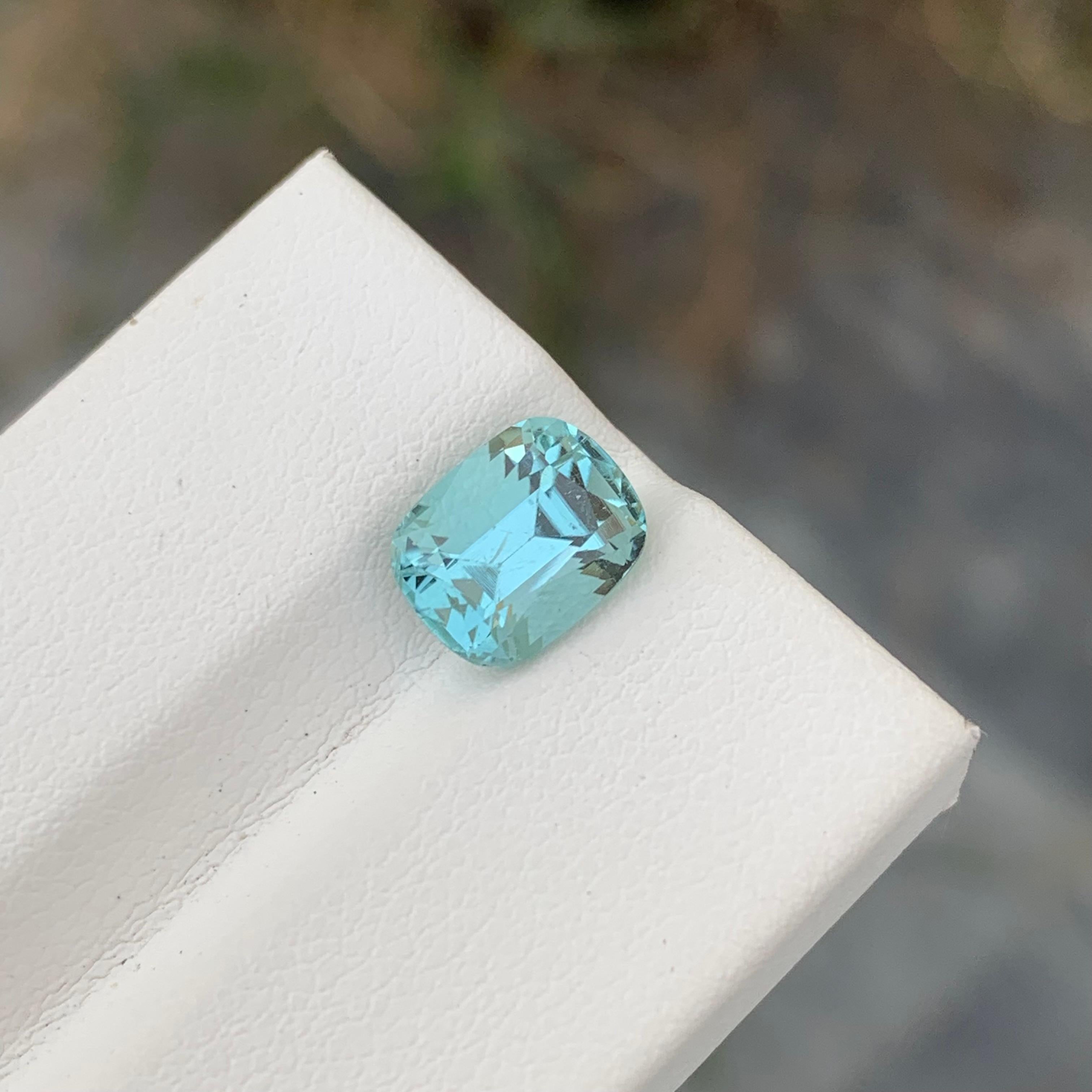 2,60 quilates Exquisita Turmalina de Seafoam Natural Suelta Gema En Forma De Cojín Para Anillo en venta 5