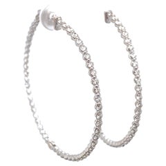 2.60 Carat Inside Out Diamond Hoop Earrings in 18 Karat White Gold