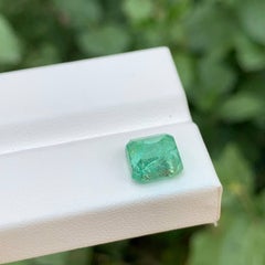 2.60 Carat Loose Light Green Emerald Stone Asscher Cut Natural Afghan Gemstone