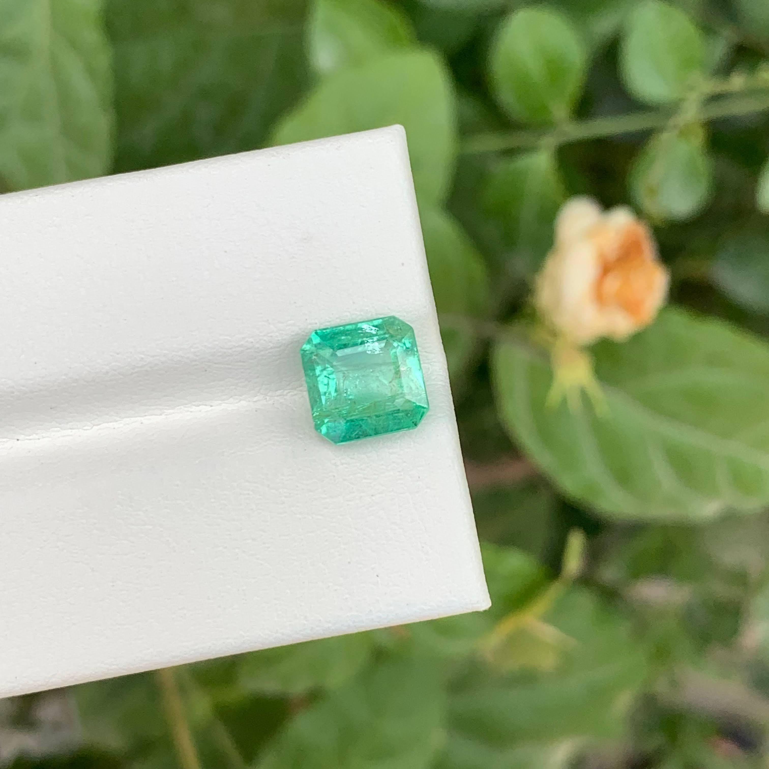 2.60 Carat Loose Light Green Emerald Stone Asscher Cut Natural Afghan Gemstone (pierre précieuse afghane) Unisexe en vente