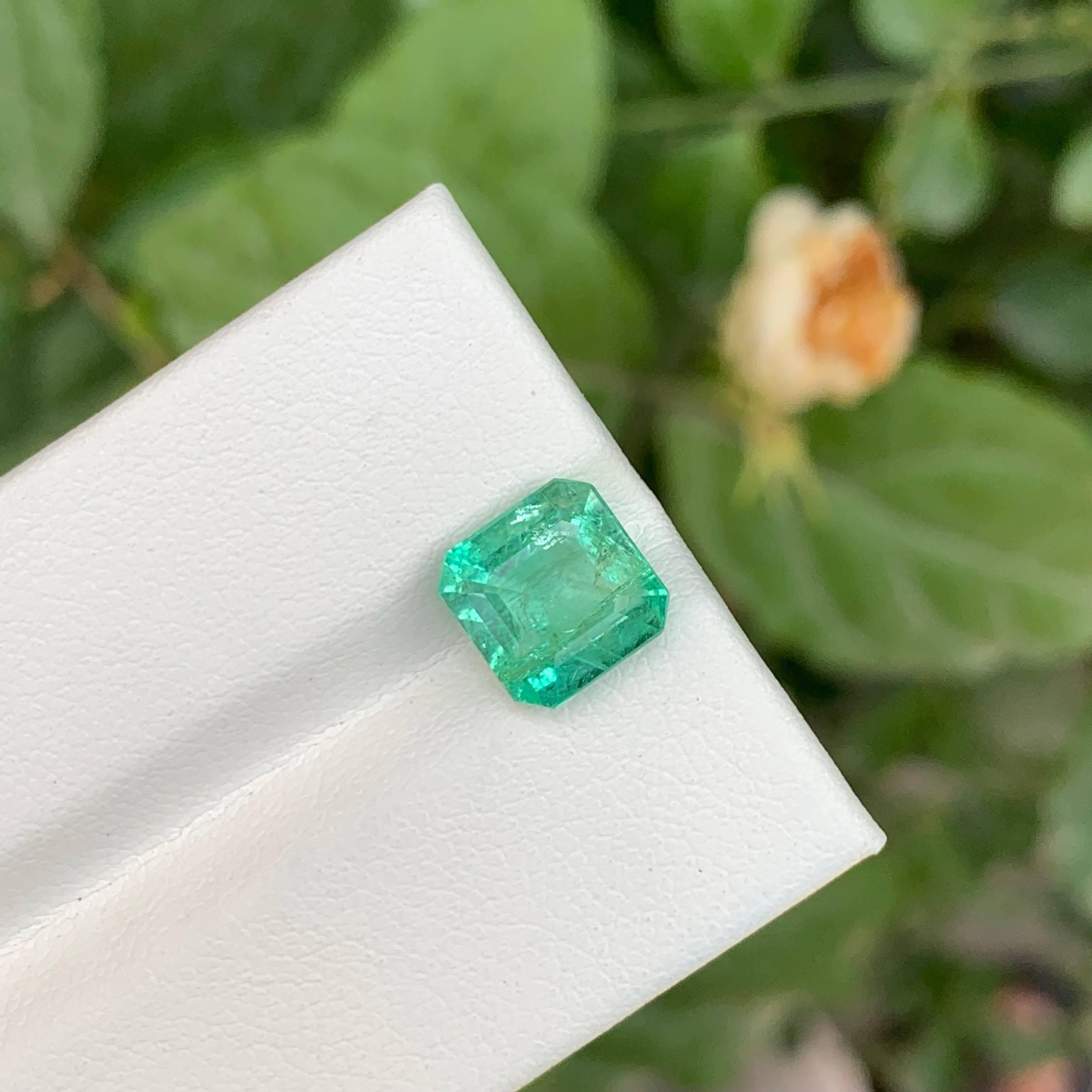2.60 Carat Loose Light Green Emerald Stone Asscher Cut Natural Afghan Gemstone (pierre précieuse afghane) en vente 3