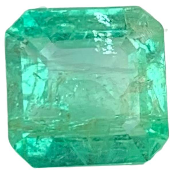 2.60 Carat Loose Light Green Emerald Stone Asscher Cut Natural Afghan Gemstone