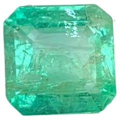 2.60 Carat Loose Light Green Emerald Stone Asscher Cut Natural Afghan Gemstone