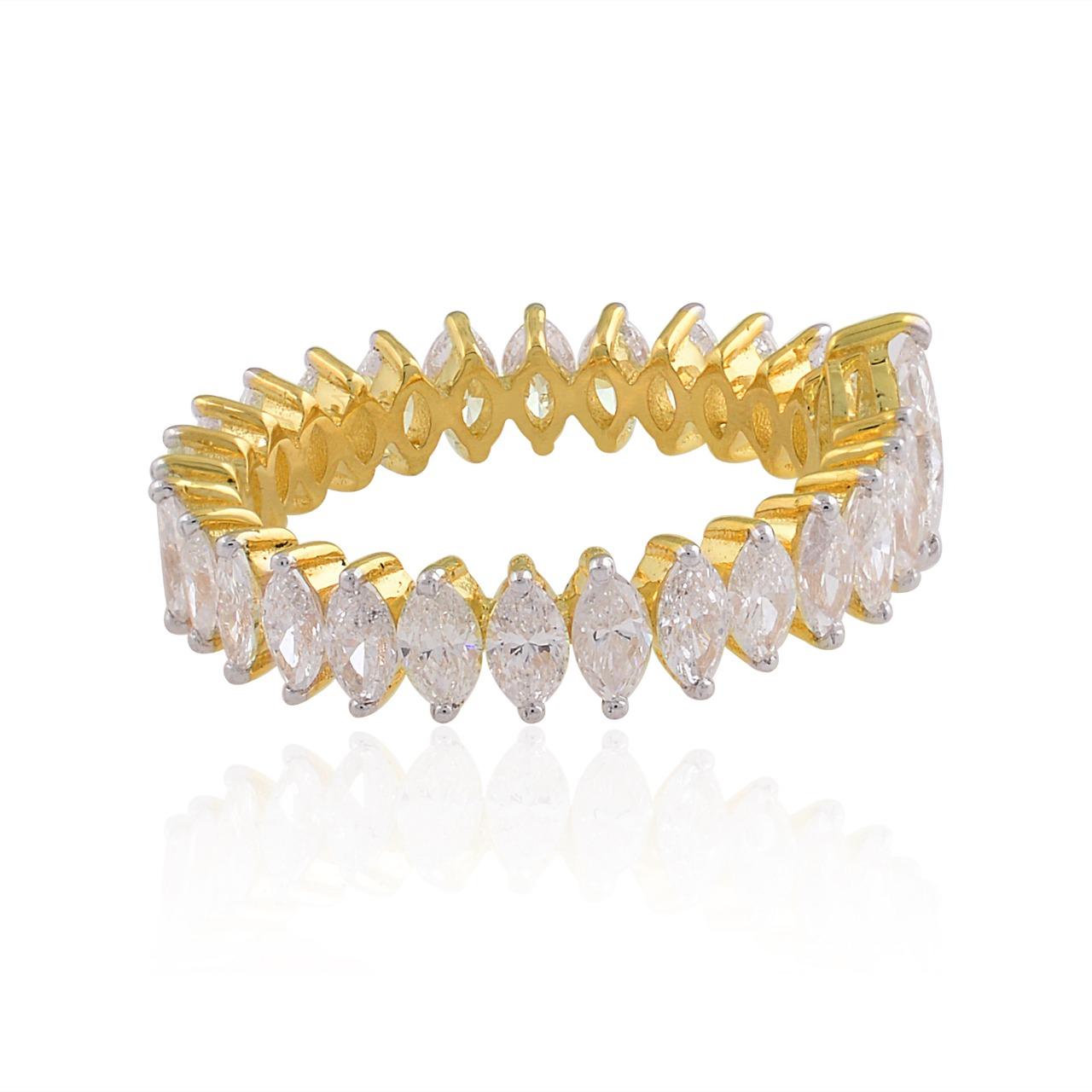 Taille Marquise Bague en or 14 carats avec diamants taille marquise de 2,60 carats en vente