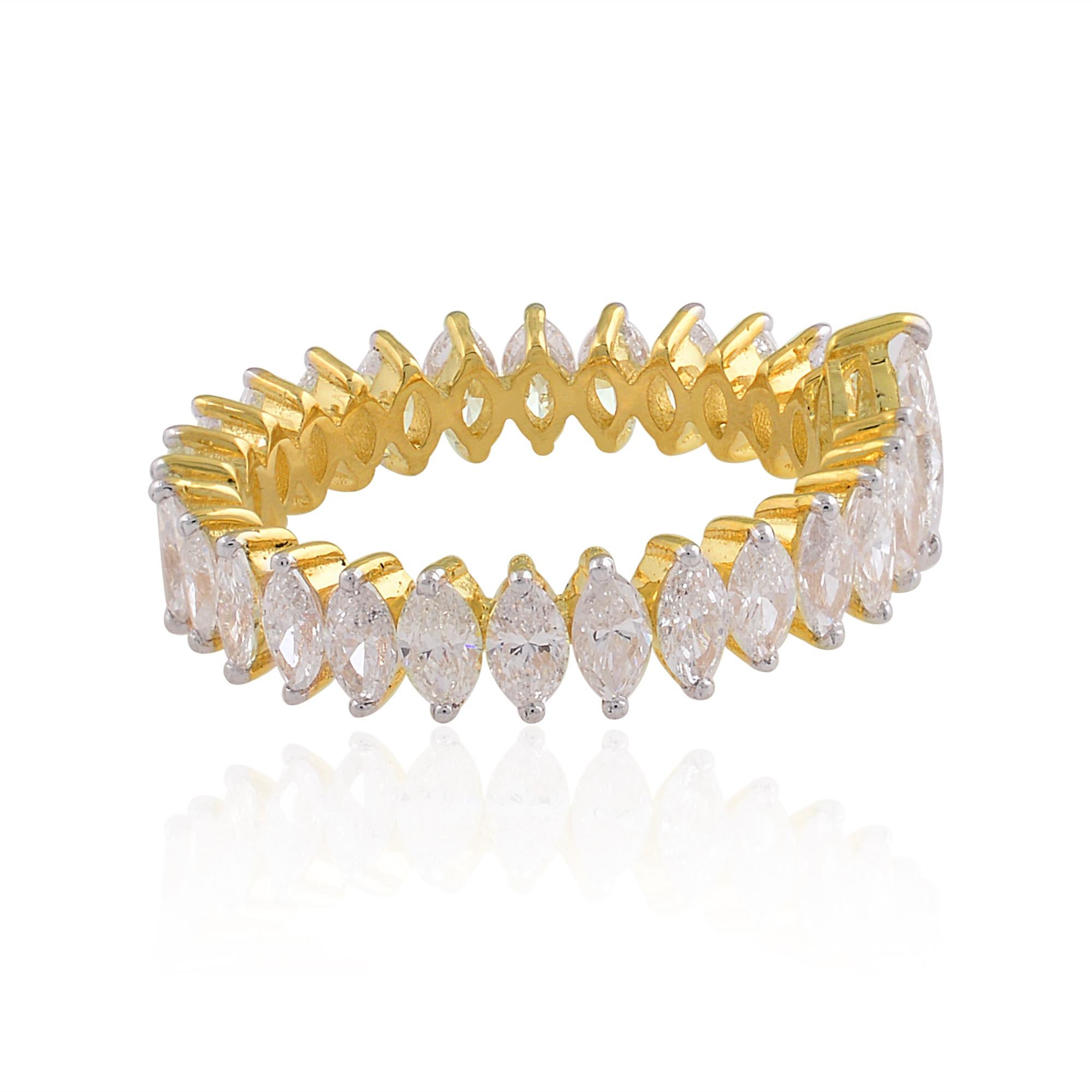 For Sale:  2.60 Carat Marquise Diamond Band Ring Solid 18k Yellow Gold Handmade Jewelry 2