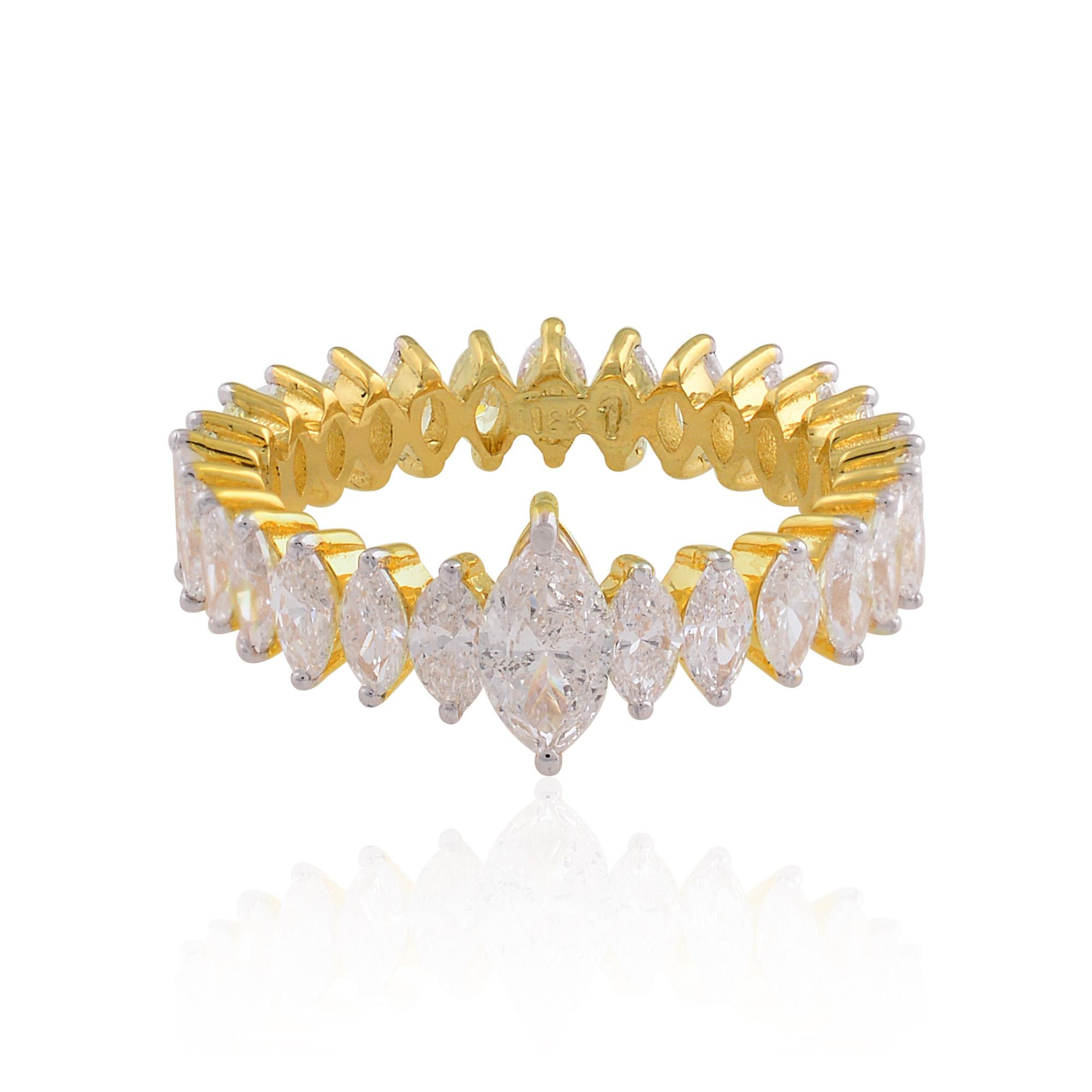 For Sale:  2.60 Carat Marquise Diamond Band Ring Solid 18k Yellow Gold Handmade Jewelry 5