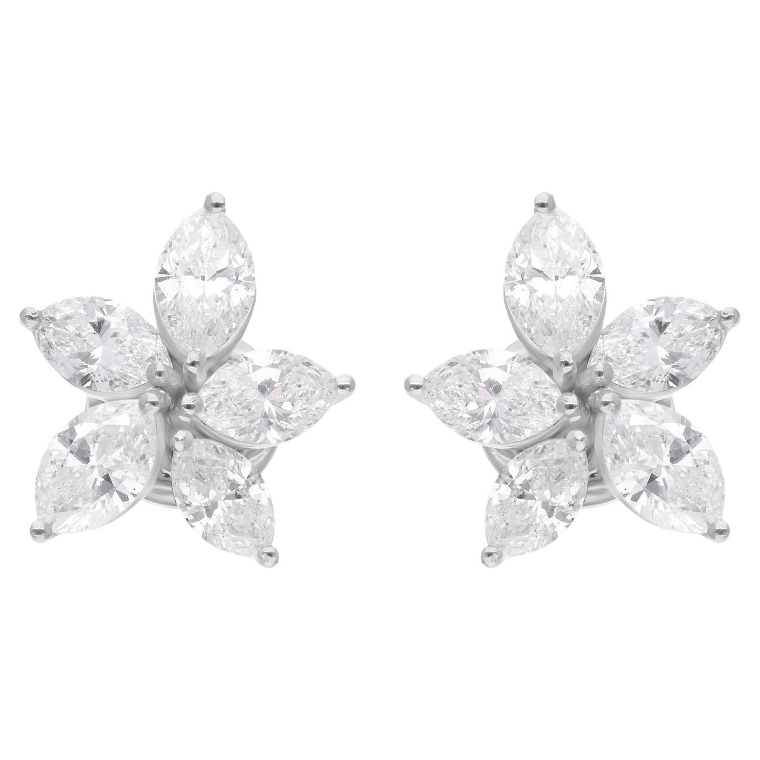 Orecchini a fiore di diamanti marquise da 2,60 carati in oro bianco 18 carati Gioielli di pregio
