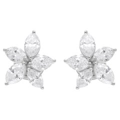 Orecchini a fiore di diamanti marquise da 2,60 carati in oro bianco 18 carati Gioielli di pregio