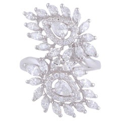 Bague feuille en or 14 carats avec diamants en forme de poire marquise de 2,60 carats