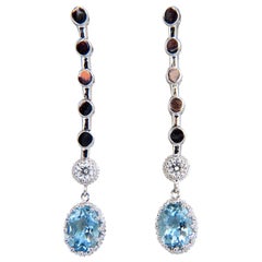 2.60 Carat Natural Aquamarines Diamonds Dangle Earrings 14 Karat