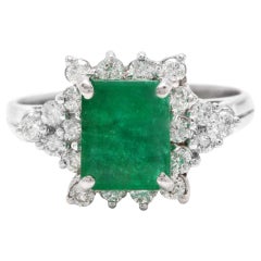 2.60 Carat Natural Emerald and Diamond 14 Karat Solid White Gold Ring