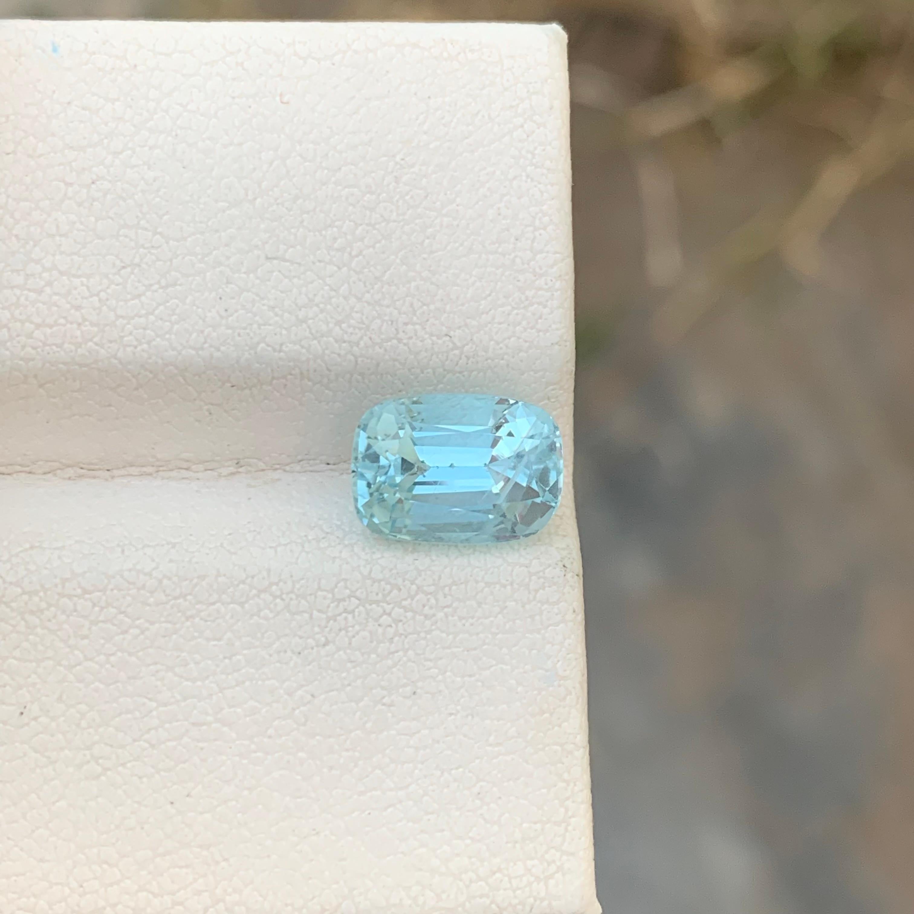Loose Aquamarine
Weight: 2.60 Carat
Dimension: 9.7 x 6.9 x 6 Mm
Colour : Blue and white
Origin: Shigar Valley, Pakistan
Treatment: Non
Certificate : On Demand
Shape: Cushion 

Aquamarine is a captivating gemstone known for its enchanting blue-green