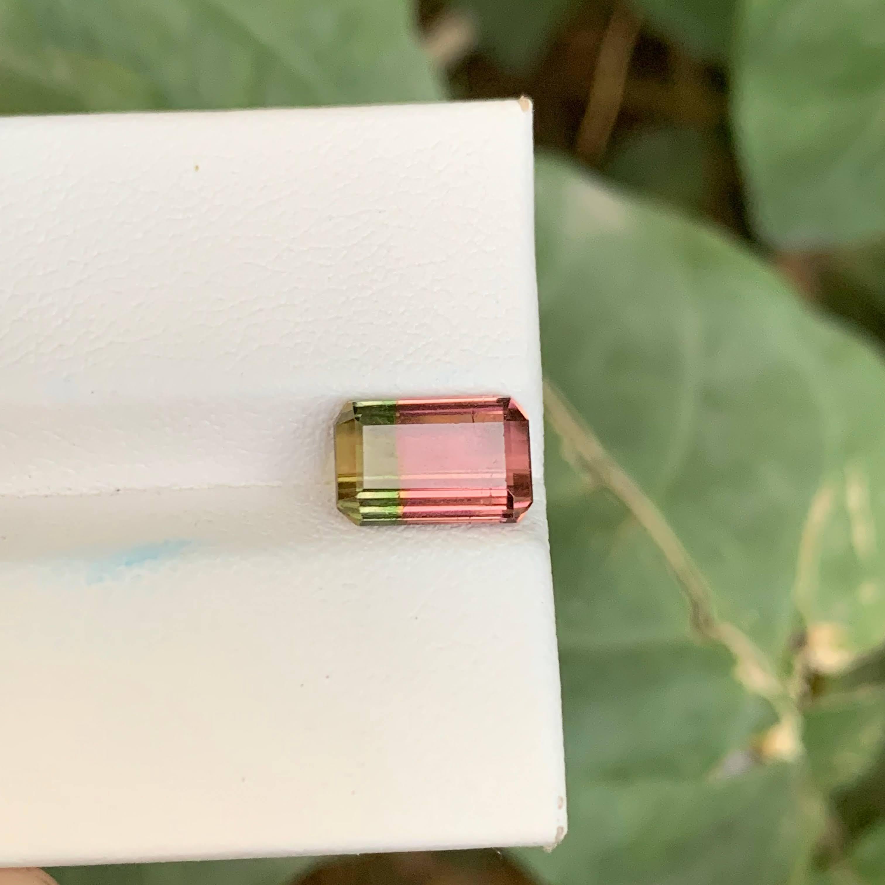 2.60 Carat Natural Loose Bi Color Tourmaline Stone Cushion Cut African Gemstone (Smaragdschliff) im Angebot