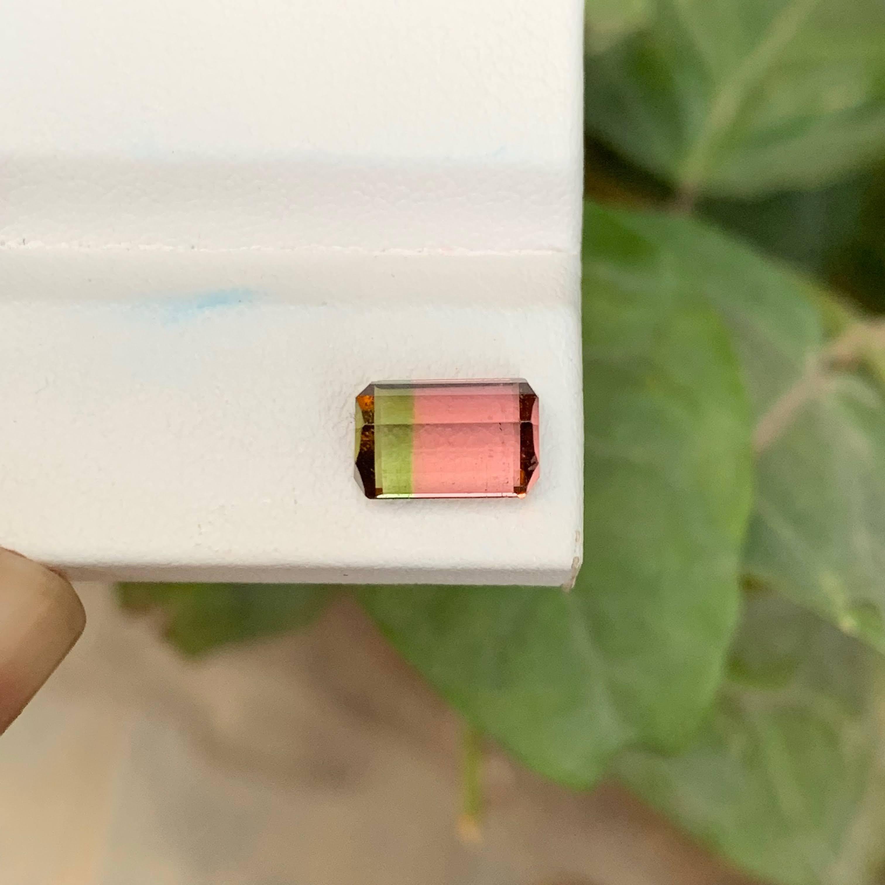 2.60 Carat Natural Loose Bi Color Tourmaline Stone Cushion Cut African Gemstone im Angebot 3