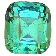 Gema natural suelta de turmalina verde azul de 2.60 quilates en forma de cojín
